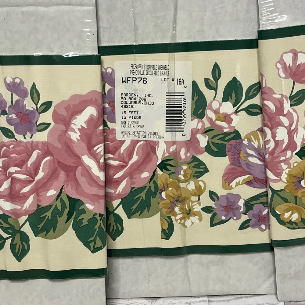 Martha‎ Stewart Floral Wallpaper Border 3 Rolls Ardley Pink Purple Gold 15yd NEW